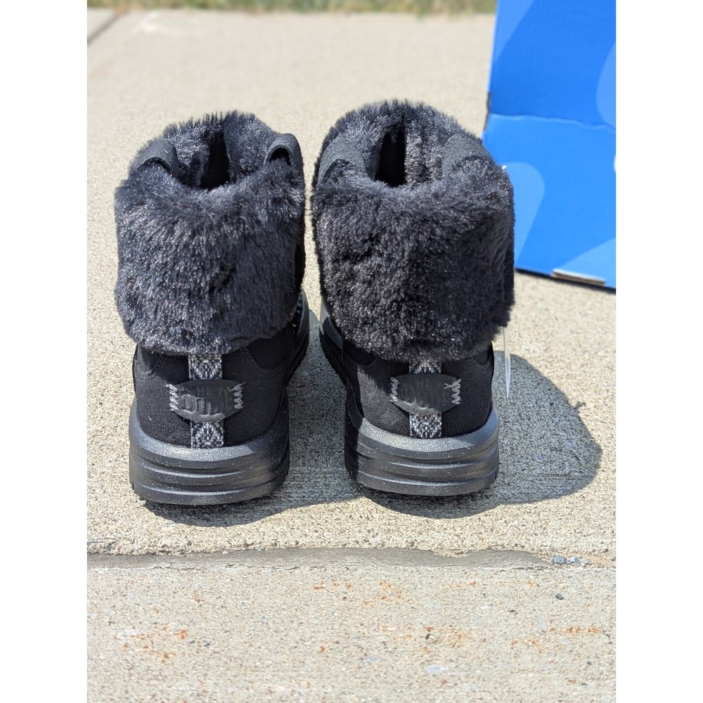 Hey Dude Camden Cuff Classic Cozy Black Faux Fur Boots NIB Women's 7 - Picture 6 of 10